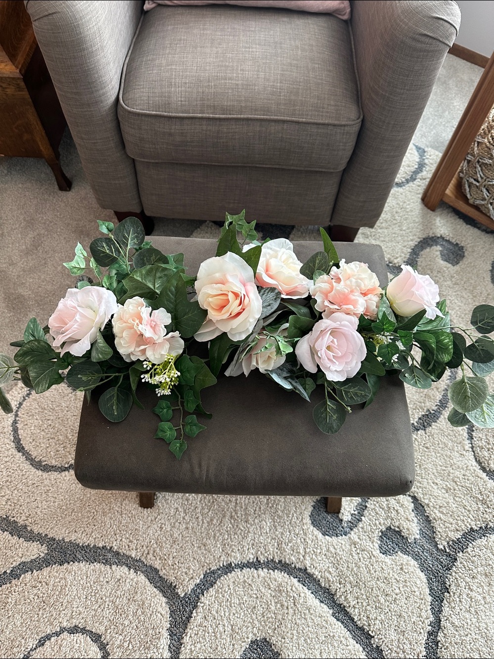 Faux 14" and 24" Blush Pink Rose Floral Swag SET  Artificial Flowers ~ NWOT - Picture 3 of 9